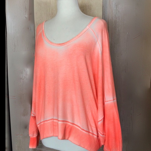 Free People coral Open Back Oversized Sweatshirt S - Picture 3 of 5